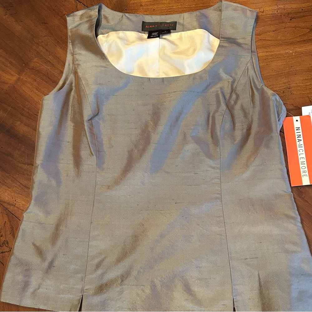 Nina McLemore Elegant Sleeveless Blouse in Charcial